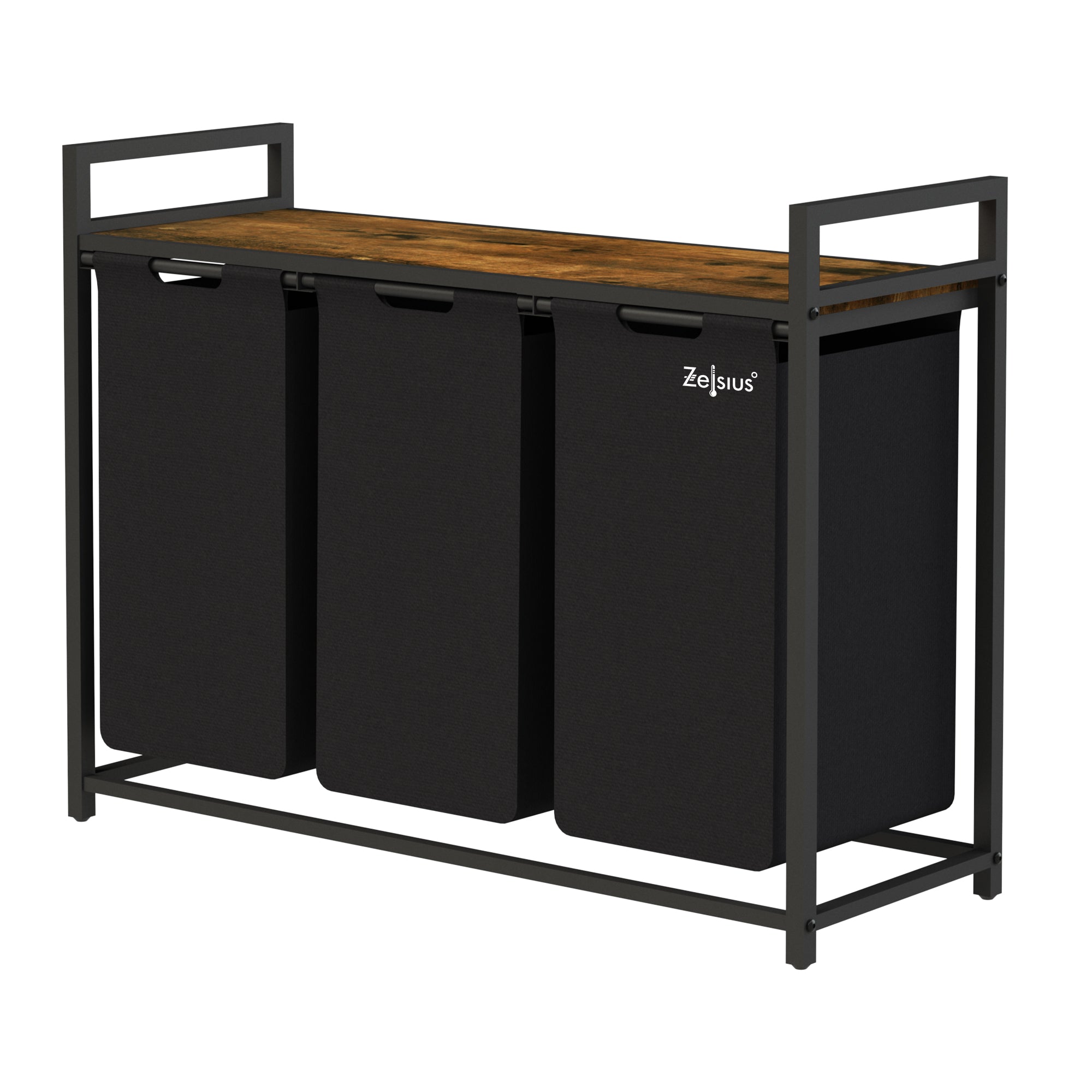 Panier à linge, 3 compartiments, 92,5 x 33 x 72 cm, avec étagère