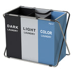 Laundry hamper, 3 compartments, 77 x 40 x 57.5 cm, foldable