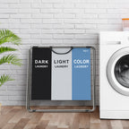 Laundry hamper, 3 compartments, 77 x 40 x 57.5 cm, foldable