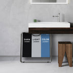 Laundry hamper, 3 compartments, 77 x 40 x 57.5 cm, foldable