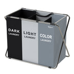 Laundry hamper, 3 compartments, 77 x 40 x 57.5 cm, foldable