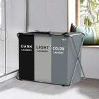 Laundry hamper, 3 compartments, 77 x 40 x 57.5 cm, foldable