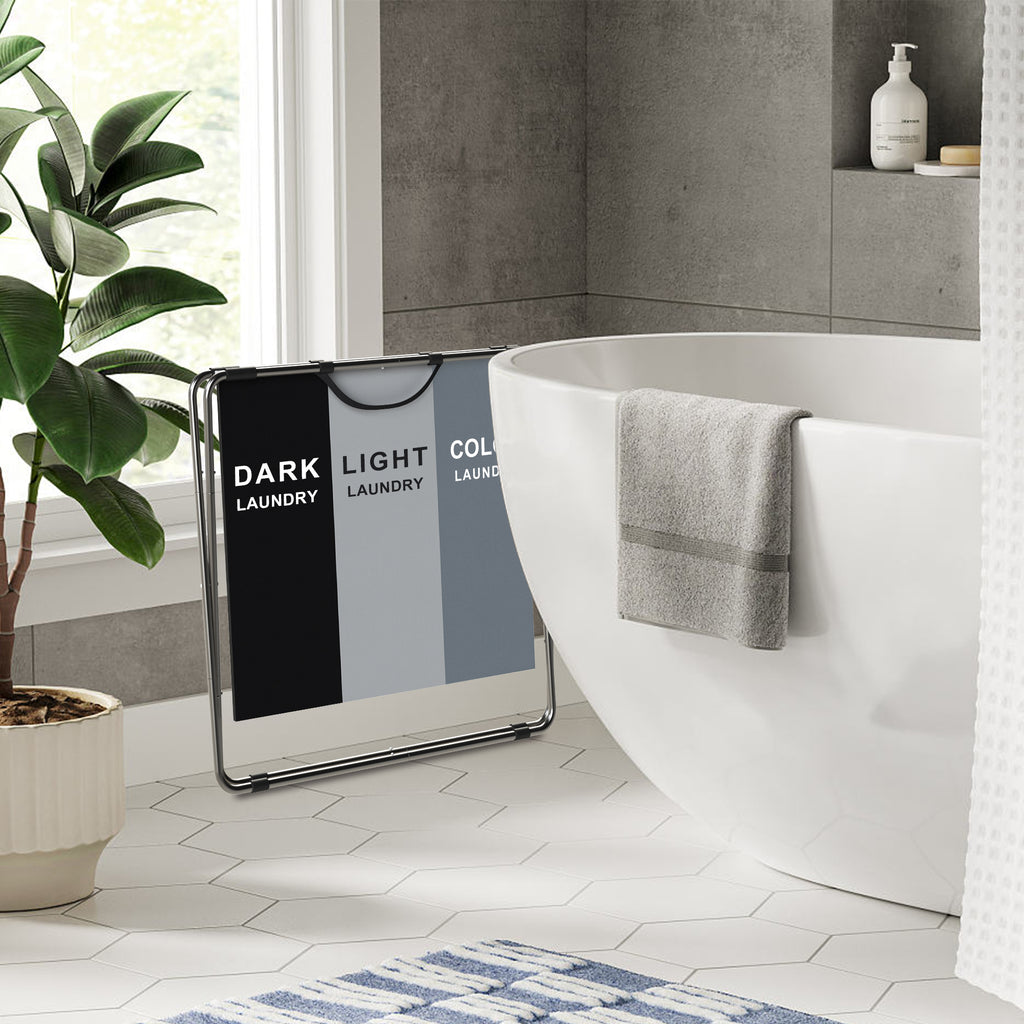 Panier à linge, 3 compartiments, 77 x 40 x 57,5 ​​cm, pliable