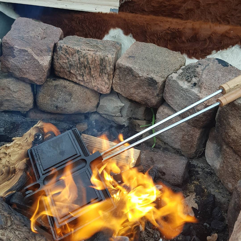 Waffle iron, cast iron, rectangular double shape