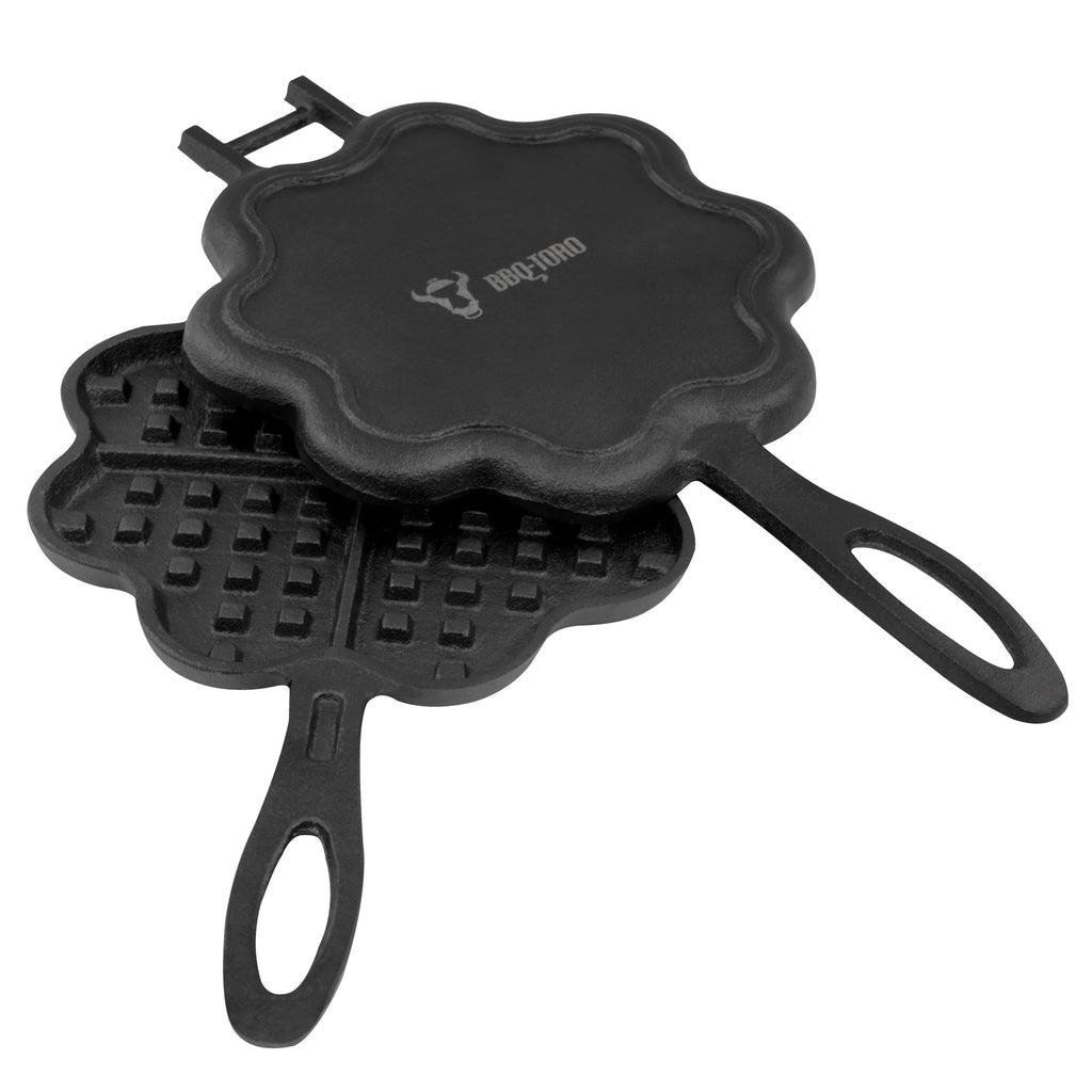 Heart-shaped waffle iron, cast iron, double shape