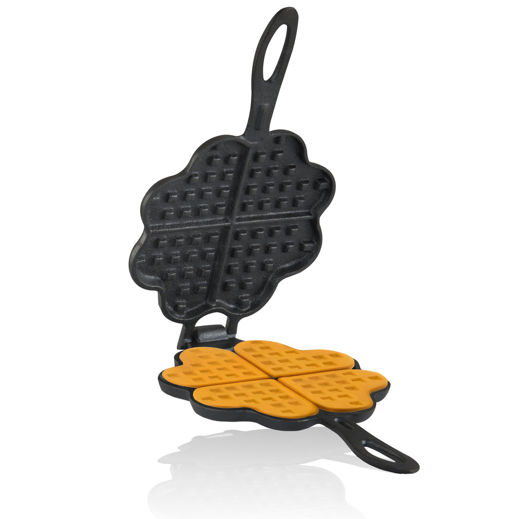Heart-shaped waffle iron, cast iron, double shape