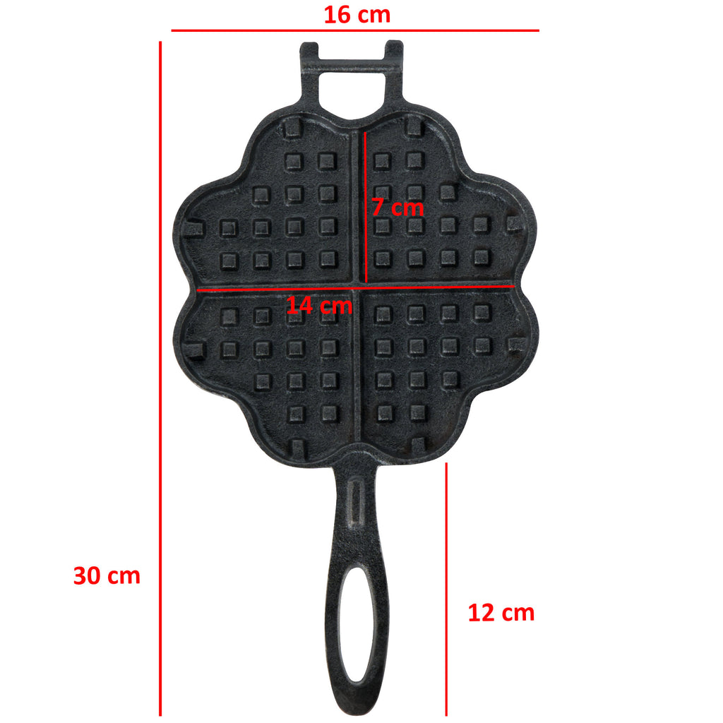 Heart-shaped waffle iron, cast iron, double shape