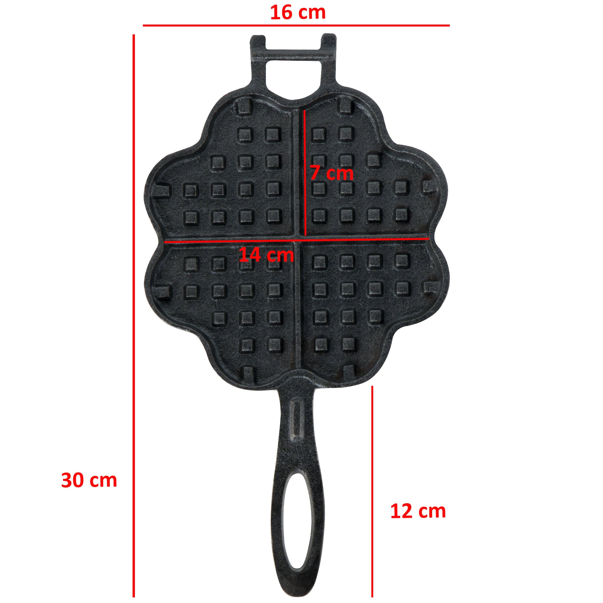 Heart-shaped waffle iron, cast iron, double shape