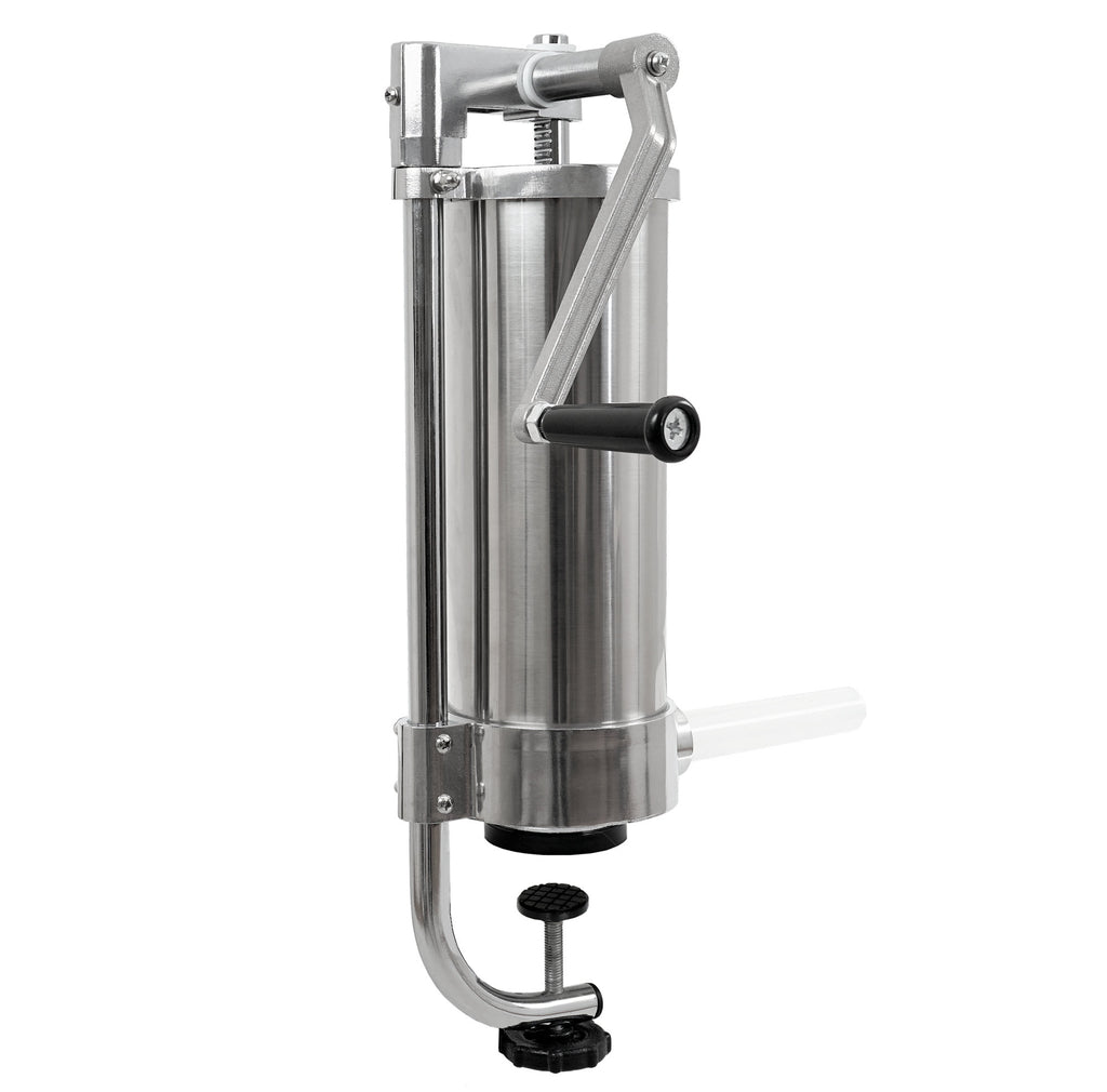 Sausage stuffer, 3 liters, stainless steel, including table mounting.