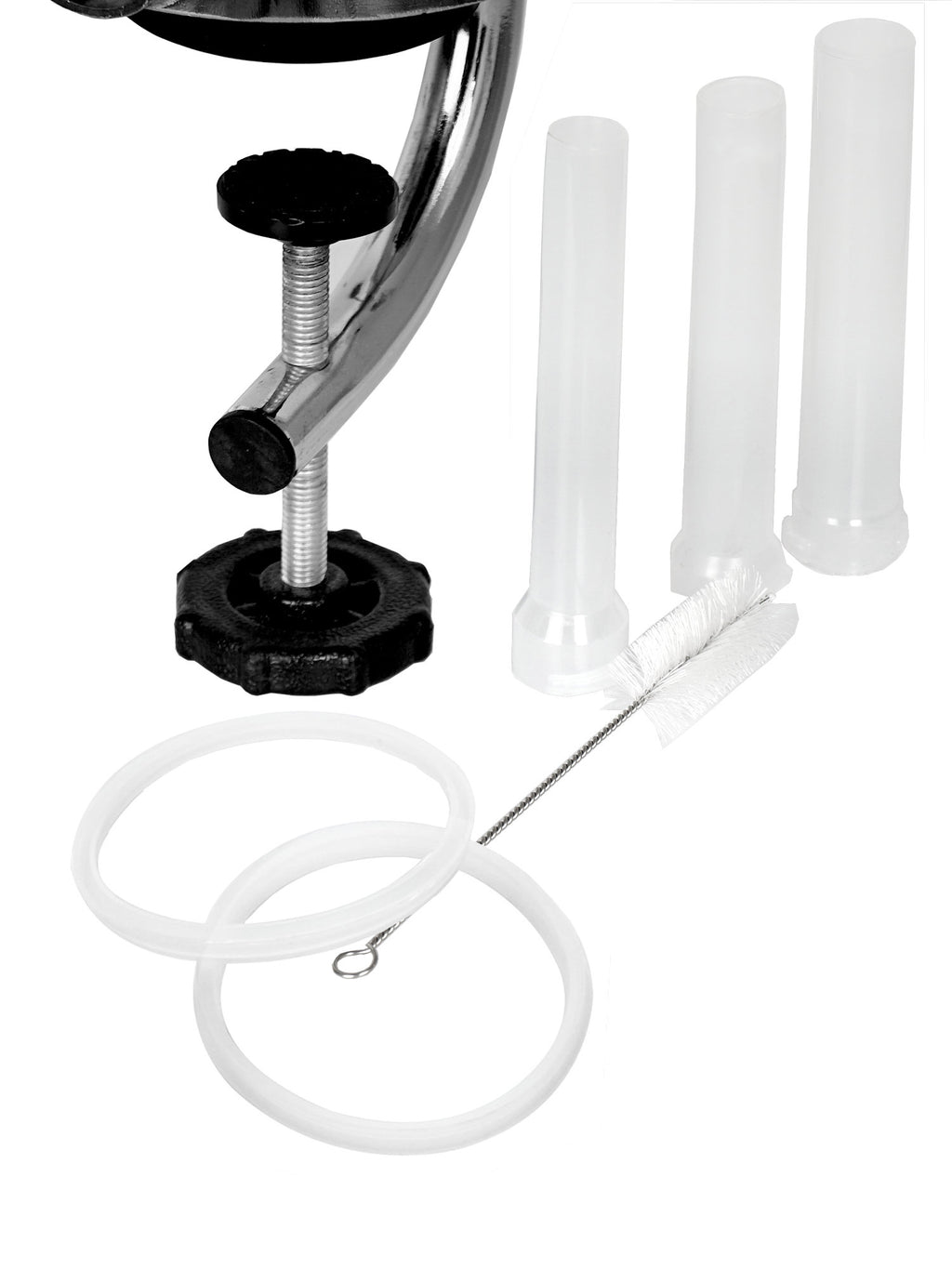 Sausage stuffer, 3 liters, stainless steel, including table mounting.