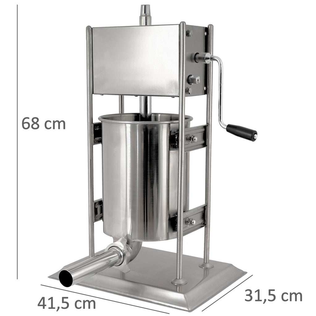 Sausage stuffer, 10 liters, stainless steel