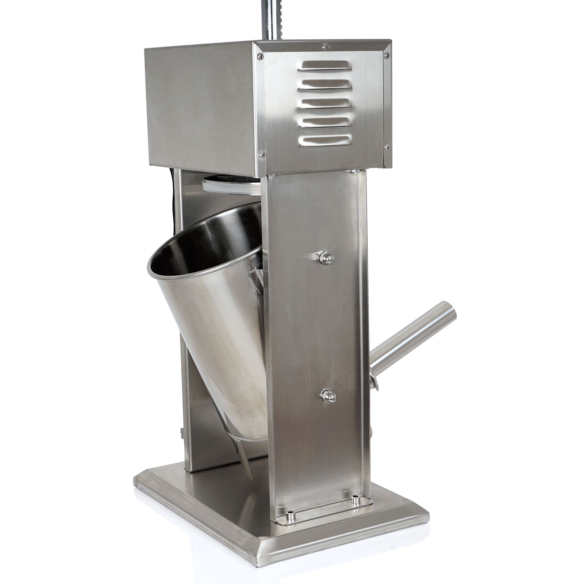 Electric sausage stuffer, 10 liters, stainless steel, including foot pedal operation and 4 stainless steel filling nozzles