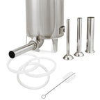 Electric sausage stuffer, 15 liters, stainless steel, including foot pedal operation and 4 stainless steel filling nozzles
