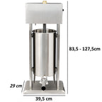 Electric sausage stuffer, 15 liters, stainless steel, including foot pedal operation and 4 stainless steel filling nozzles