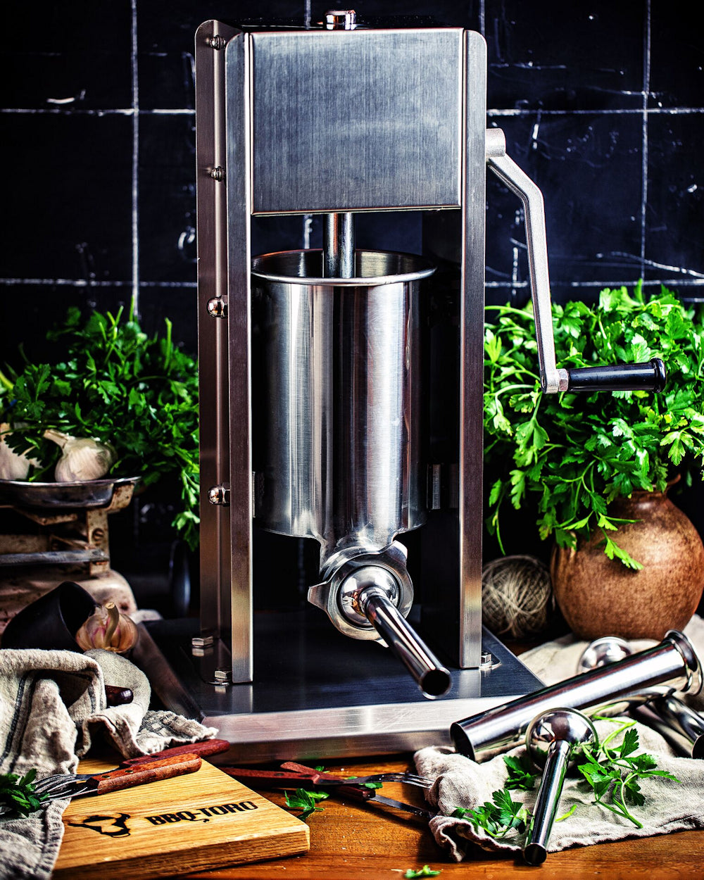 Sausage stuffer, 10 liters, stainless steel