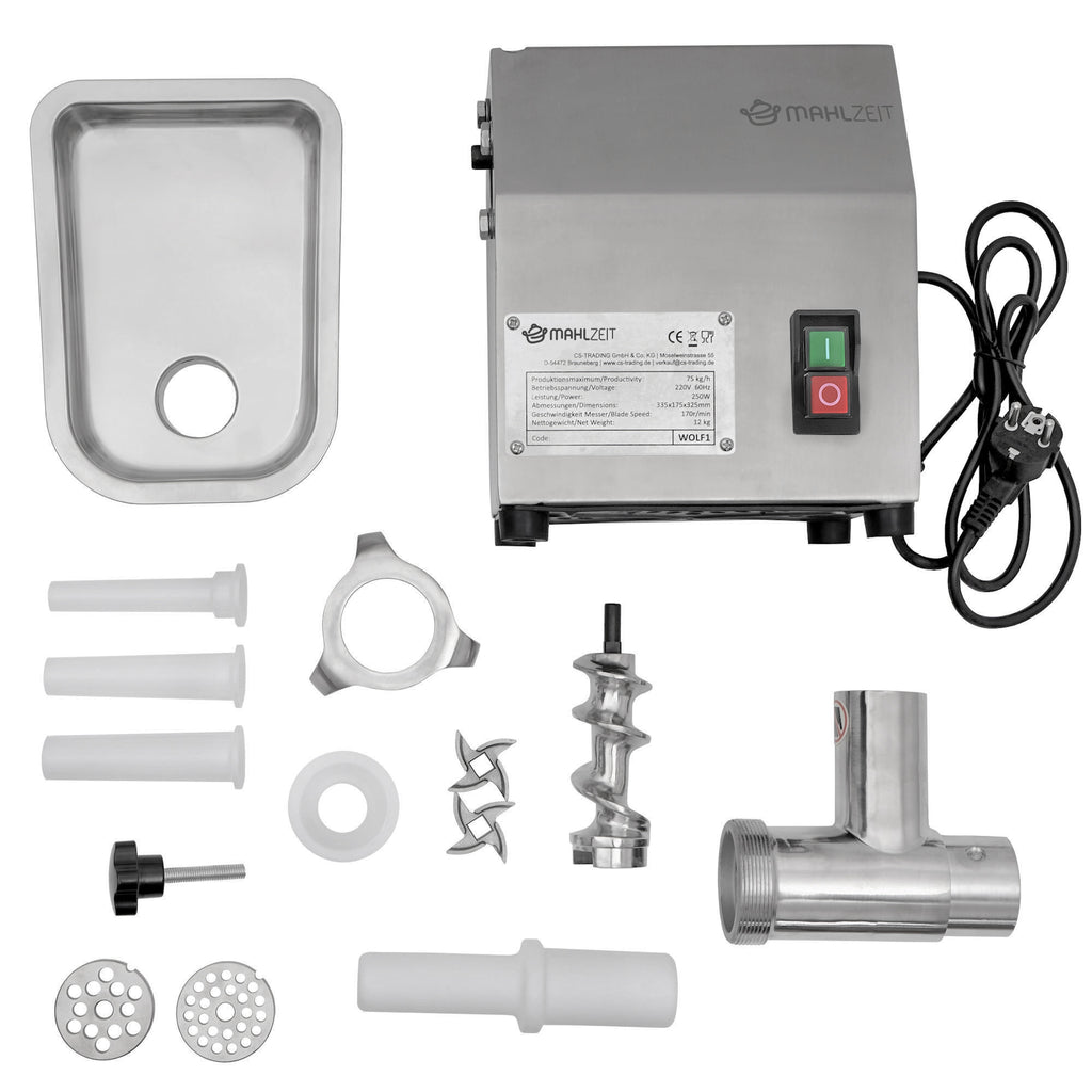 Electric meat grinder, stainless steel, 250W - 75kg/h