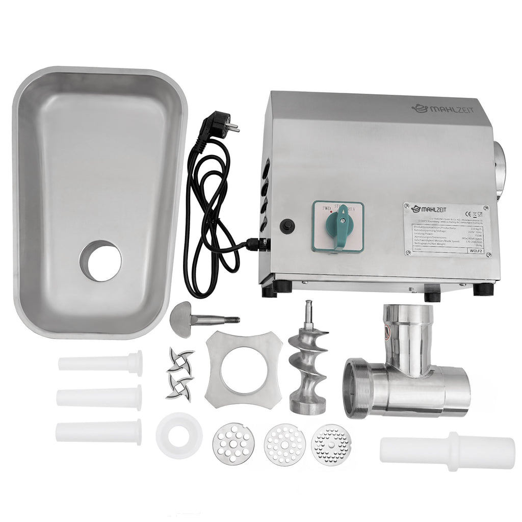 Electric meat grinder, stainless steel, 750W - 150kg/h