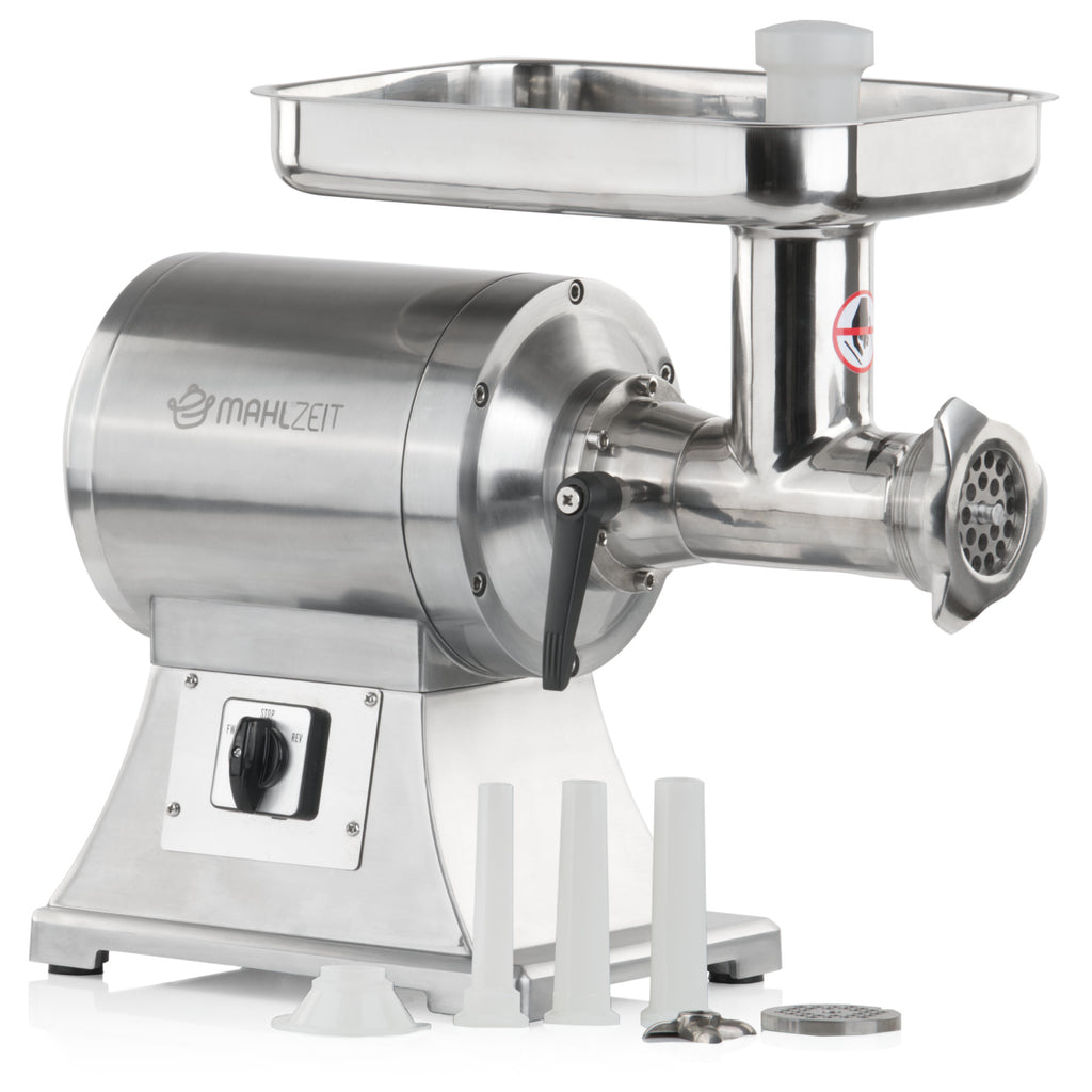 Electric meat grinder, stainless steel, 450W 75kg/h, including sausage stuffer attachments