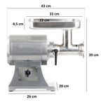 Hachoir à viande électrique, acier inoxydable, 450 W, 75 kg/h, avec accessoires pour poussoir à saucisses