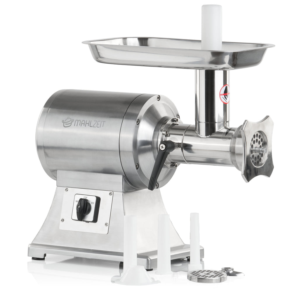 Electric meat grinder, stainless steel, 650W 150kg/h, including sausage stuffer attachments