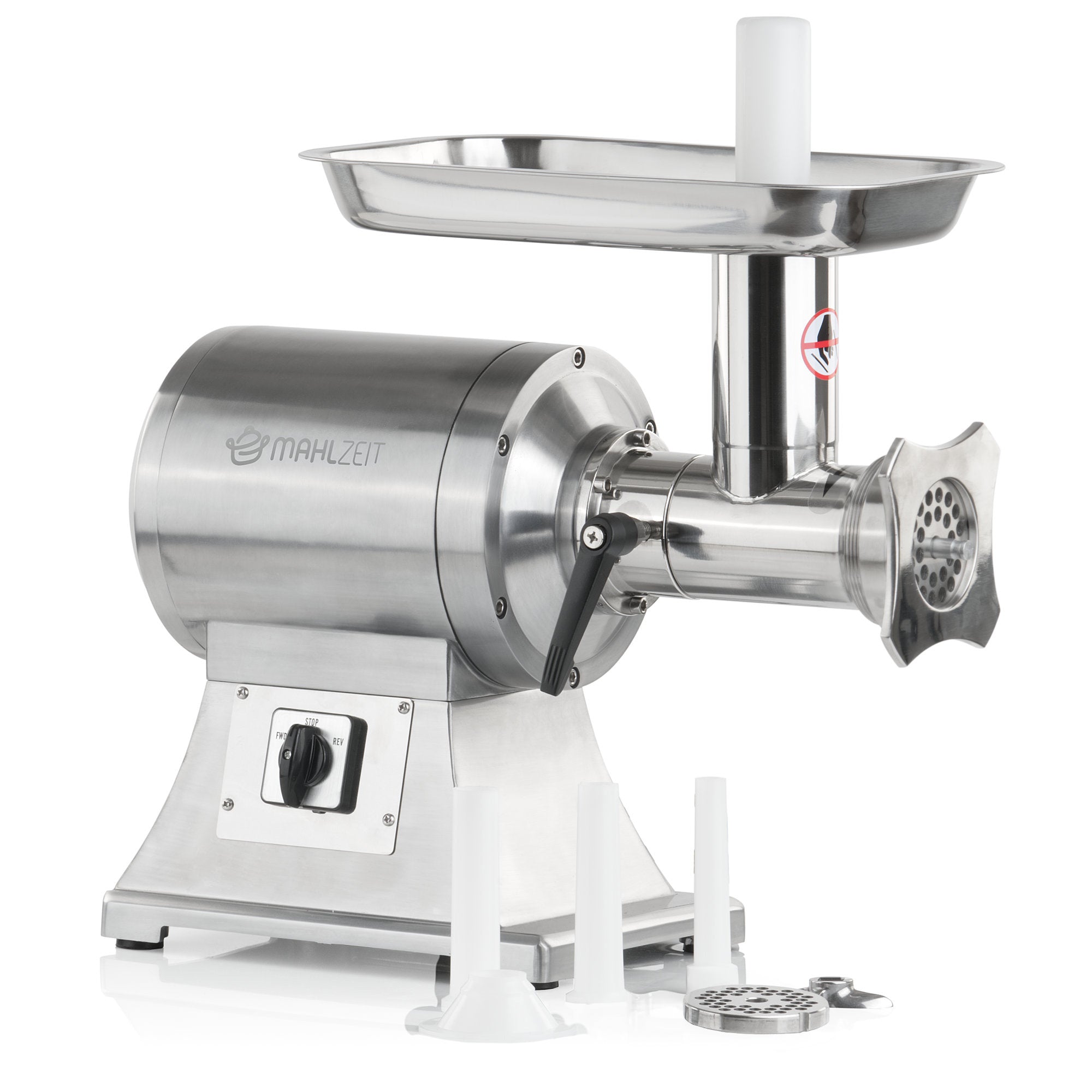 Electric meat grinder, stainless steel, 650W 150kg/h, including sausage stuffer attachments