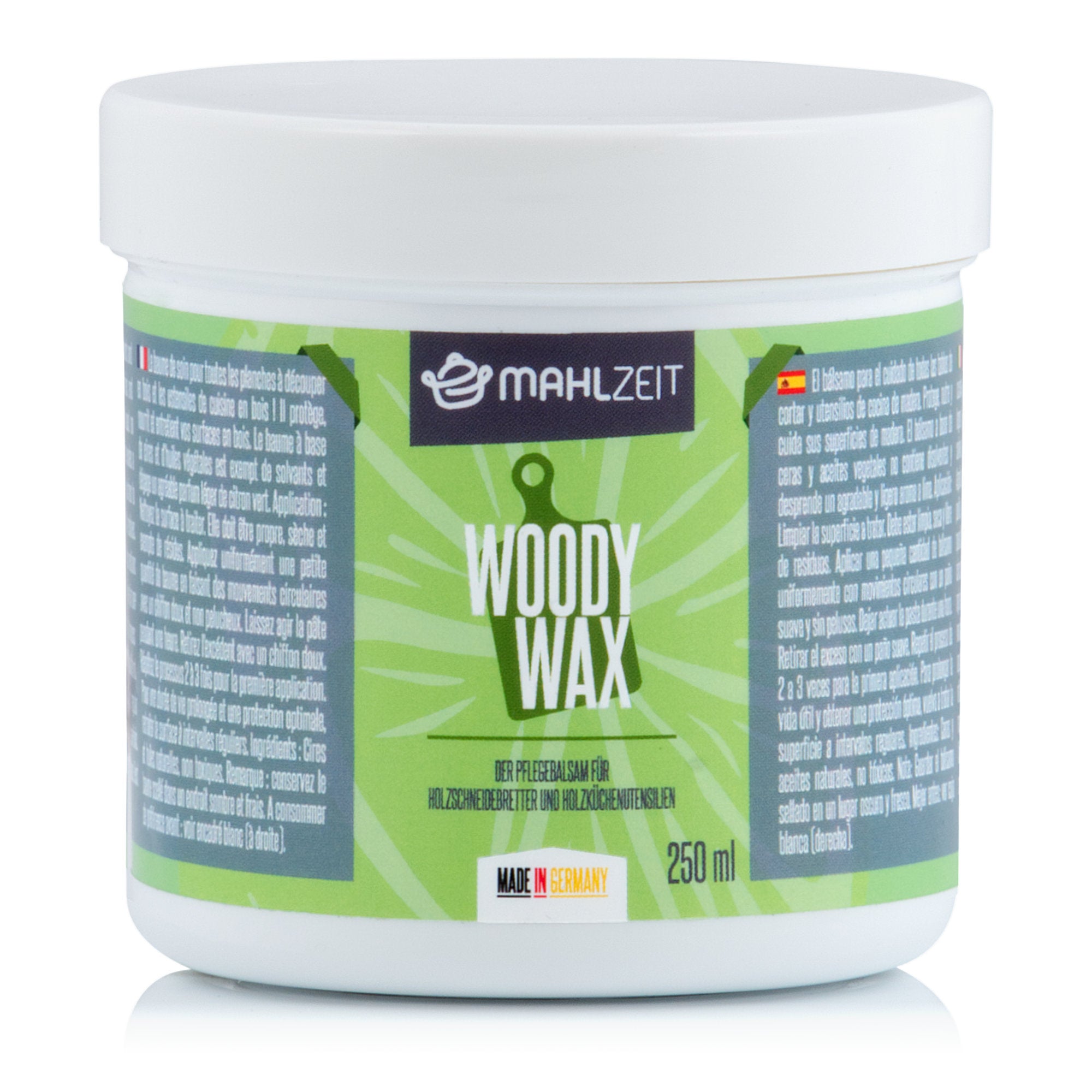 Ensemble d'entretien du bois « WOODY WAX » et « WOODY OIL » pour planches à découper, parfum citron vert