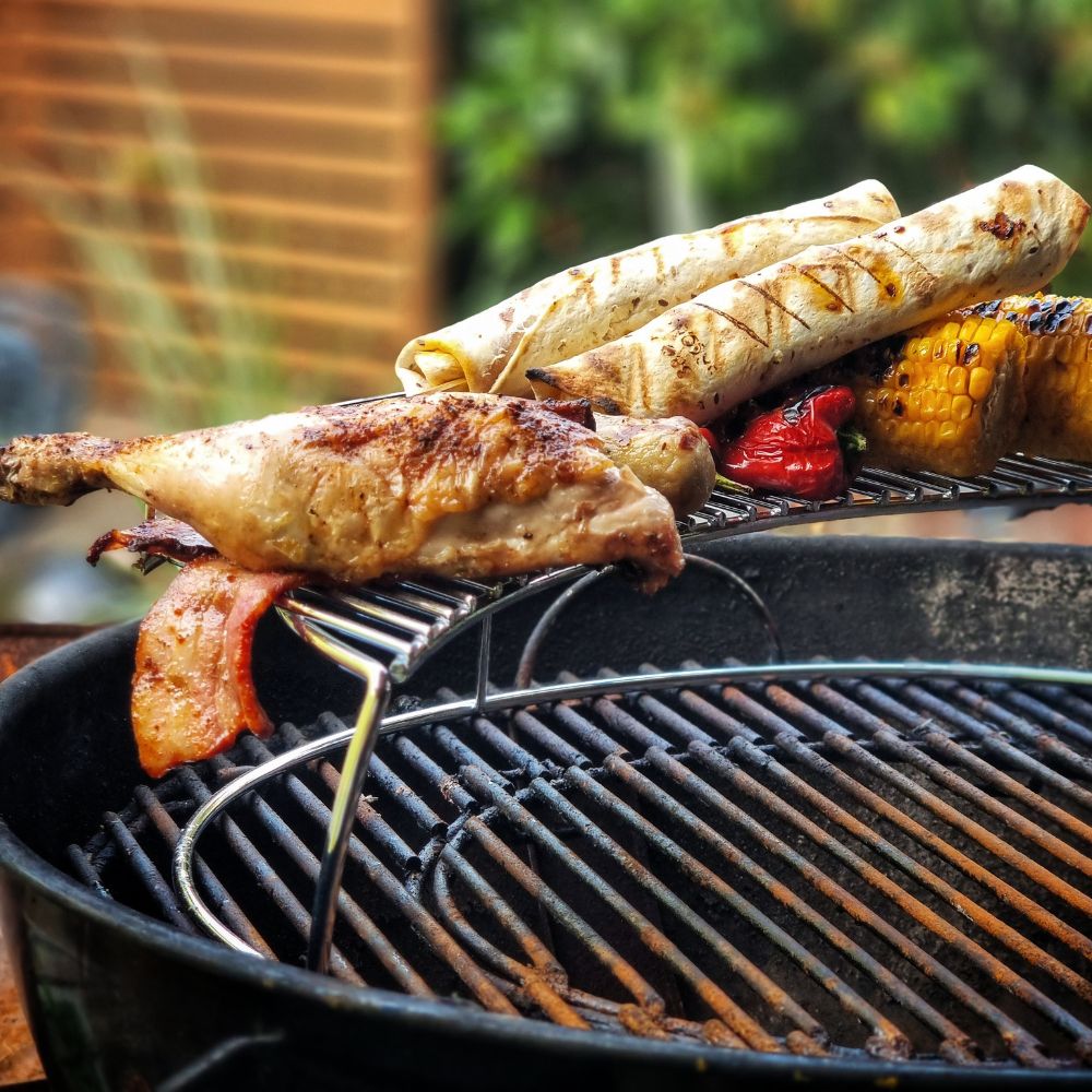 Grille de maintien au chaud en acier inoxydable pour barbecue à charbon de Ø 57 cm, extension universelle pour grille de barbecue