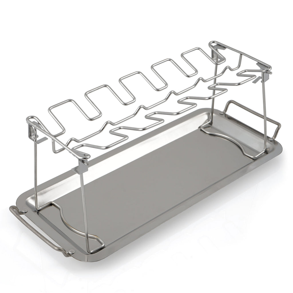 Chicken leg holder, stainless steel, for 12 chicken legs, including tray