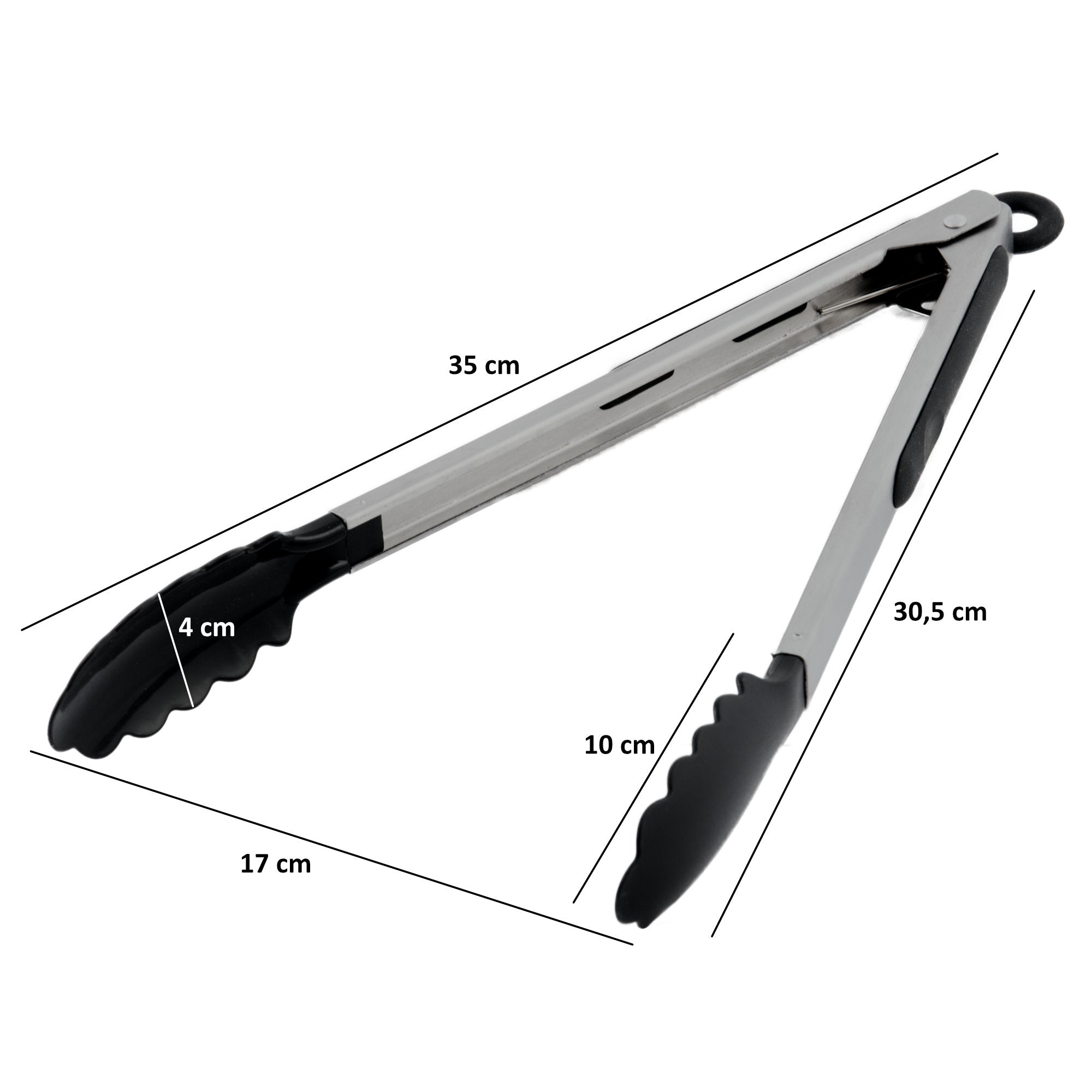 Grill tongs, stainless steel, heat-resistant