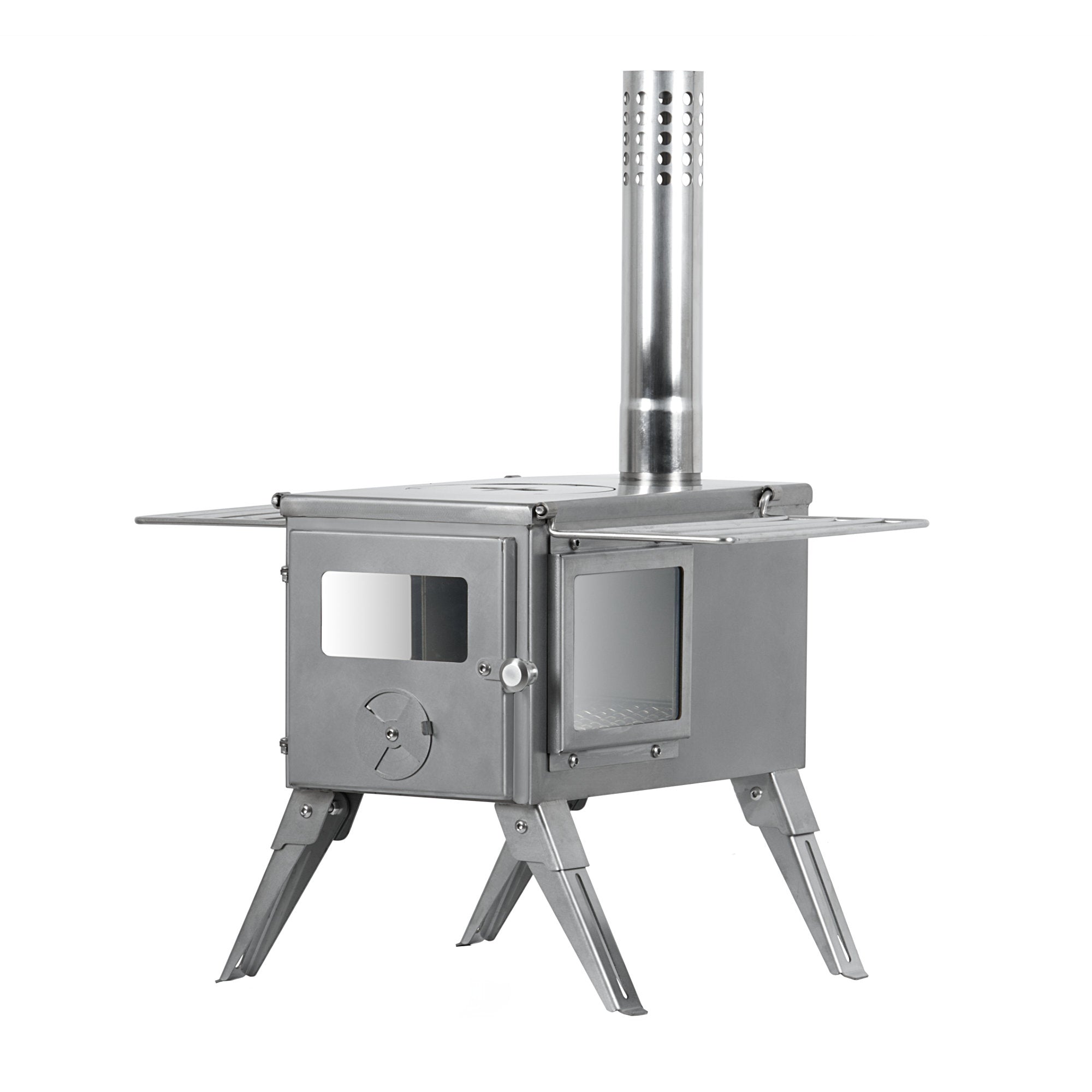 Tent stove, 51.5 x 42 x 216 cm, stainless steel