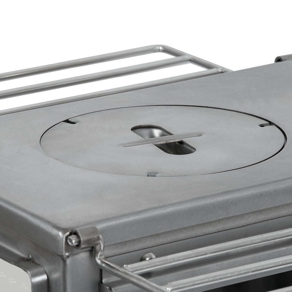 Tent stove, 51.5 x 42 x 216 cm, stainless steel