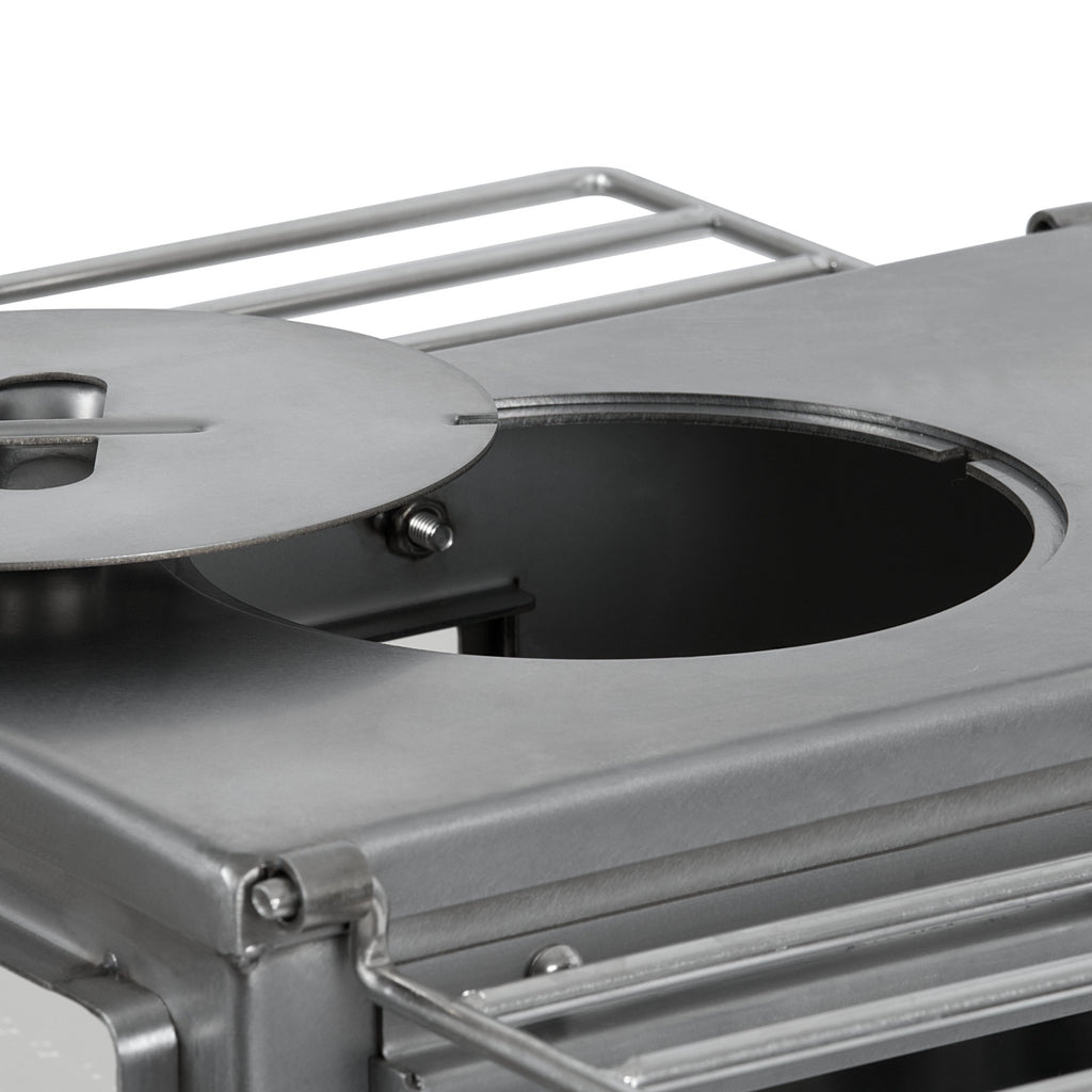 Tent stove, 51.5 x 42 x 216 cm, stainless steel