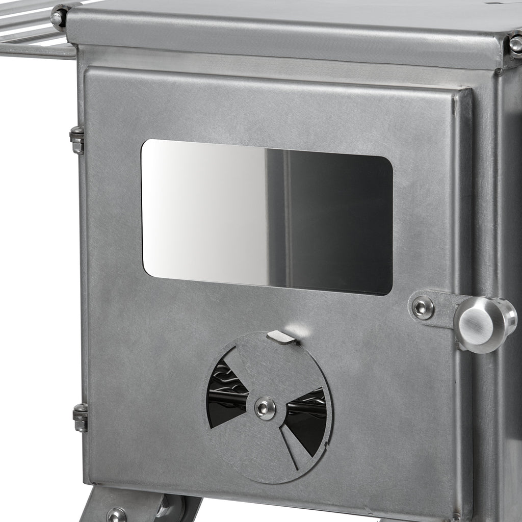 Tent stove, 51.5 x 42 x 216 cm, stainless steel