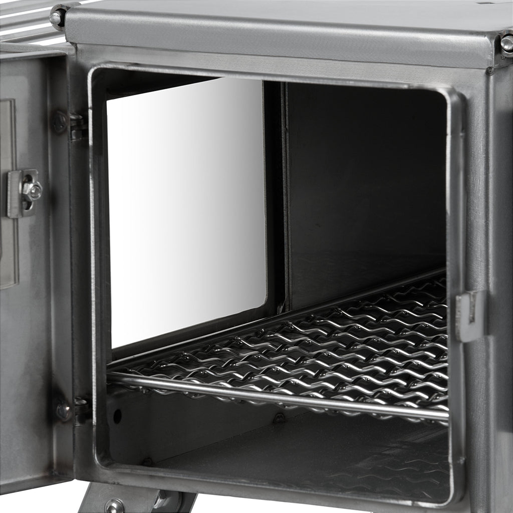 Tent stove, 51.5 x 42 x 216 cm, stainless steel