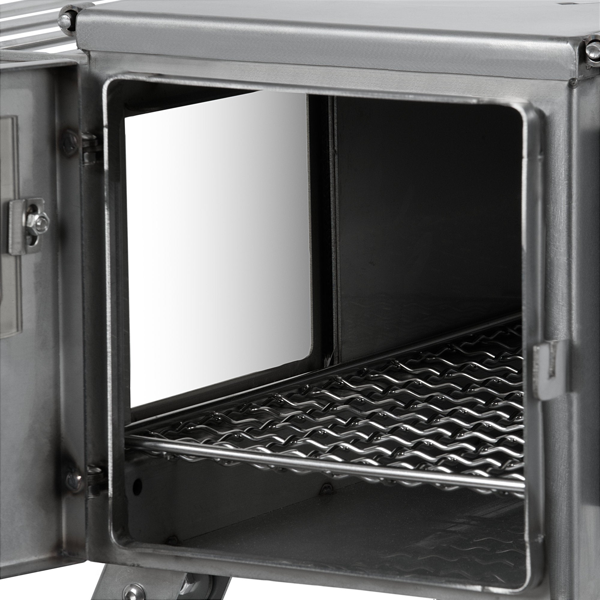 Tent stove, 51.5 x 42 x 216 cm, stainless steel